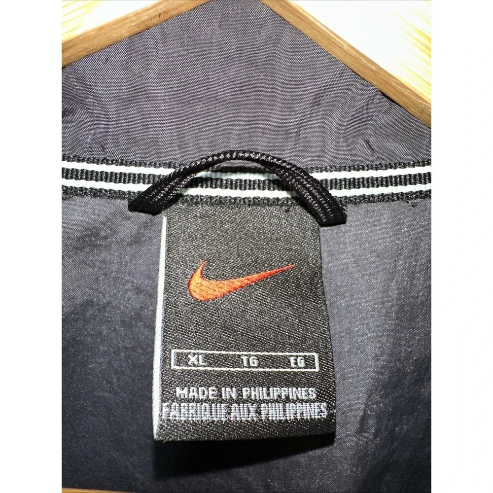 Nike Y2K Windbreaker Jacket Mens XL Black White Full Zip‎ Swoosh Track